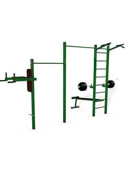 Тренажер вуличний з подвійним турніком і шведською стінкою Тренажер вуличний з подвійним турніком і шведською стінкою